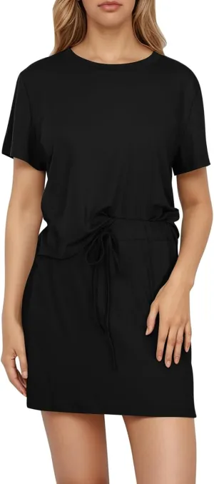 2 Piece Lounge Sets for Women Summer Short Sleeve Tops and Shorts Set Sweatsuits with Pockets Vacation Travel Outfits