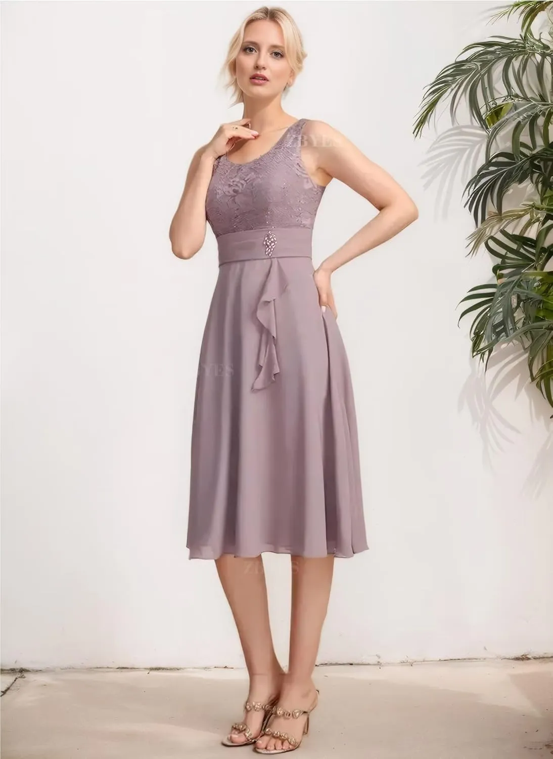 2 Piece Mother of The Bride Dresses for Wedding Chiffon Lace Applique 3/4 Sleeve Formal Evening Gowns with Jacket