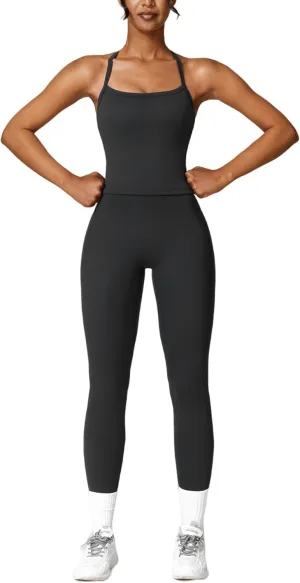 2 Piece Workout Sets for Women High Waisted Seamless Butt Lifting Leggings Gym Yoga Outfit Stretchy Sports Bra Set