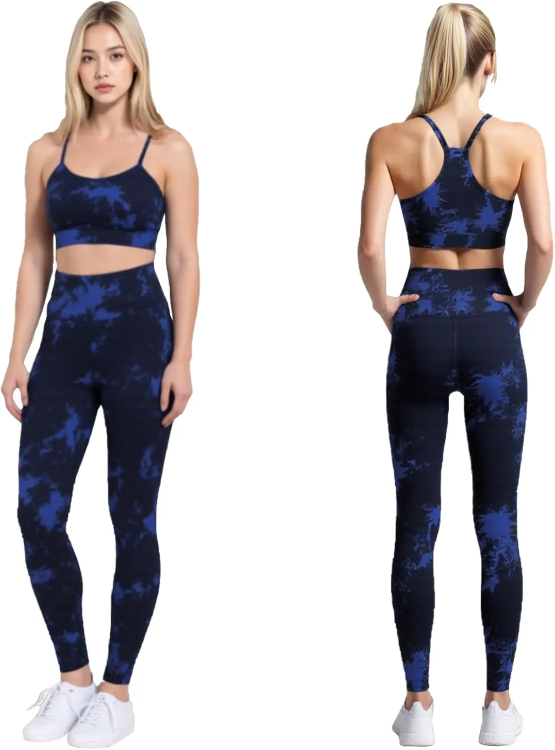2 Piece Workout Sets for Women Seamless Workout Sets with Zip Bra Butt Lifting Leggings Waist Yoga Leggings Sets