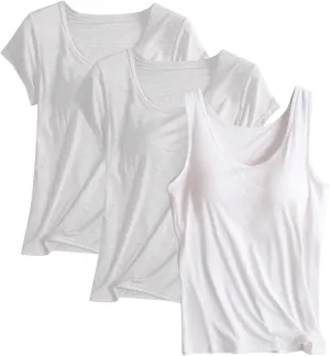 3 Pact Womens Tank Tops Summer Casual Crew Neck Sleeveless Top Loose Fit Basic Tunic Shirts Home Wear