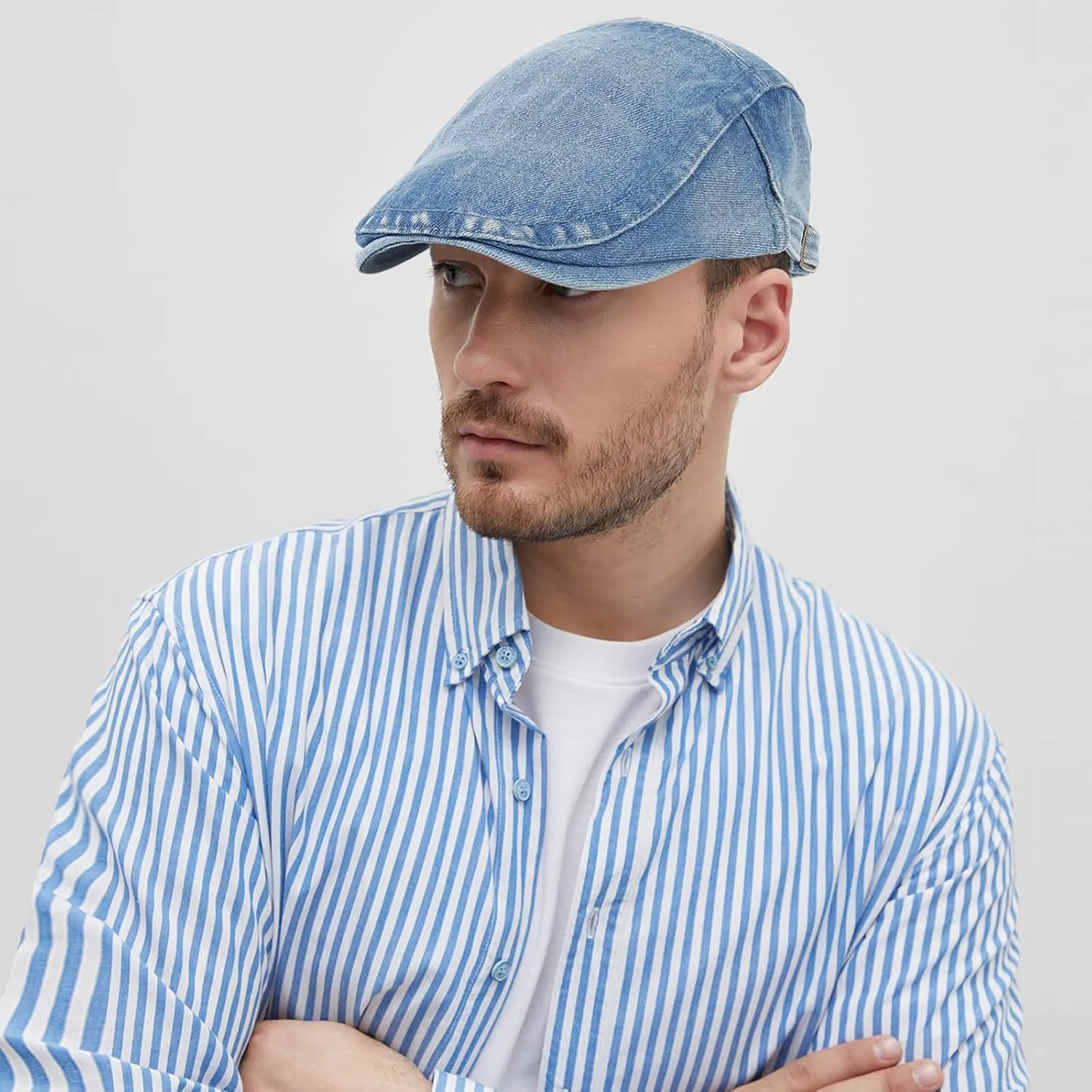 3Pcs Men's Newsboy Caps Washing Cotton Cooling Lightweight Scally Cap for Men Adjustable Flat Cap