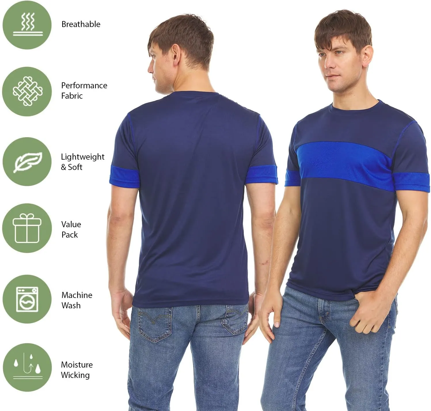 4-Pack Workout Shirts for Men, Dri Fit Shirts for Men, Moisture Wicking Shirts for Men, Gym Clothes for Men