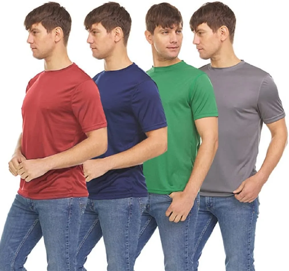 4-Pack Workout Shirts for Men, Dri Fit Shirts for Men, Moisture Wicking Shirts for Men, Gym Clothes for Men