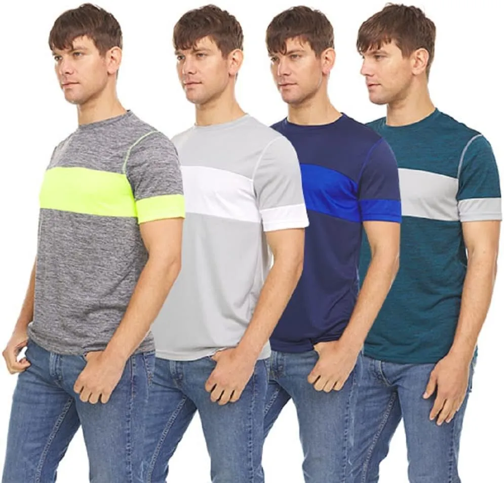 4-Pack Workout Shirts for Men, Dri Fit Shirts for Men, Moisture Wicking Shirts for Men, Gym Clothes for Men