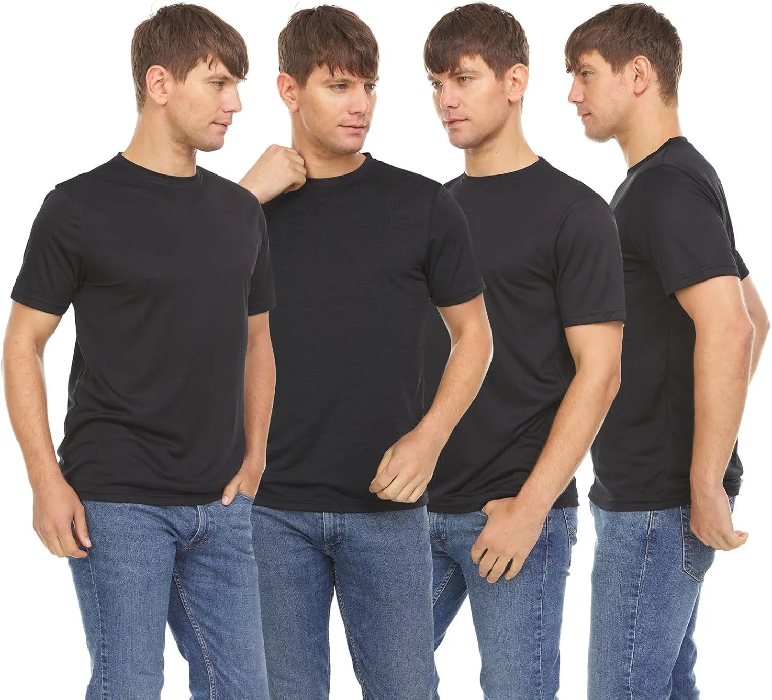 4-Pack Workout Shirts for Men, Dri Fit Shirts for Men, Moisture Wicking Shirts for Men, Gym Clothes for Men