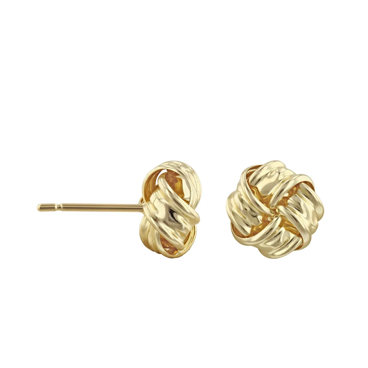 8mm Ribbon Knot Stud Earrings | 9K Solid Yellow Gold