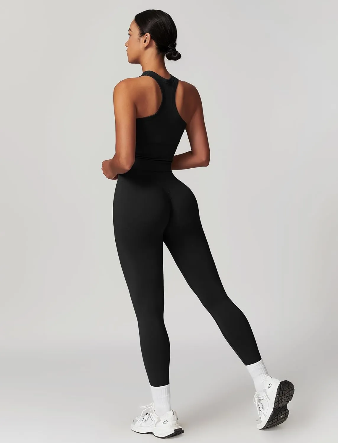 ABOCIW Womens Seamless Workout Sets Racerback Sports Bra Crop Tank Top High Waist Leggings 2 Piece Gym Yoga Outfits