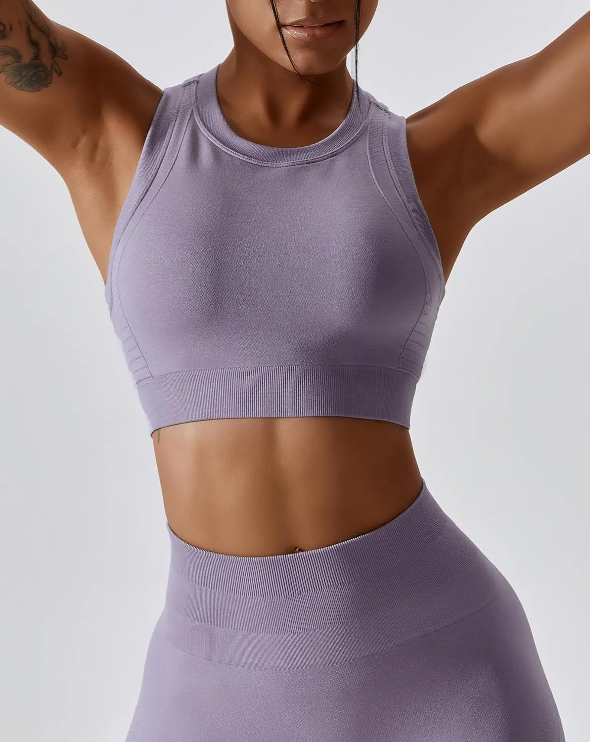 ABOCIW Womens Seamless Workout Sets Racerback Sports Bra Crop Tank Top High Waist Leggings 2 Piece Gym Yoga Outfits