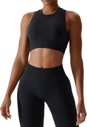 ABOCIW Womens Seamless Workout Sets Racerback Sports Bra Crop Tank Top High Waist Leggings 2 Piece Gym Yoga Outfits