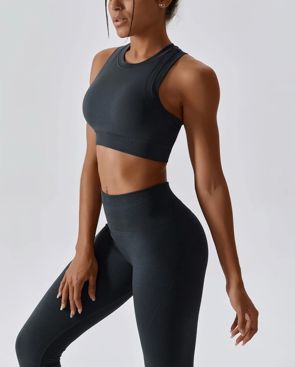 ABOCIW Womens Seamless Workout Sets Racerback Sports Bra Crop Tank Top High Waist Leggings 2 Piece Gym Yoga Outfits
