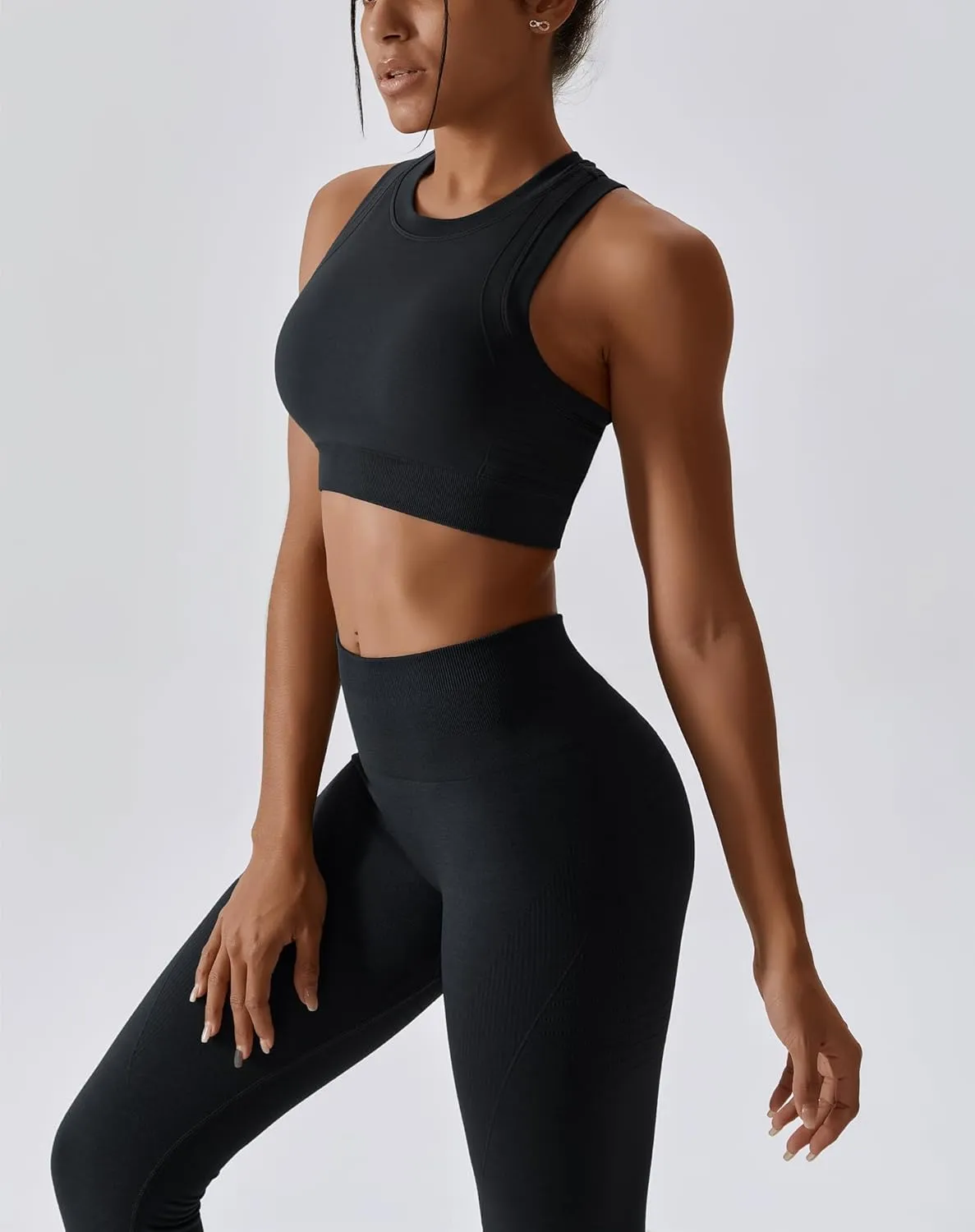 ABOCIW Womens Seamless Workout Sets Racerback Sports Bra Crop Tank Top High Waist Leggings 2 Piece Gym Yoga Outfits