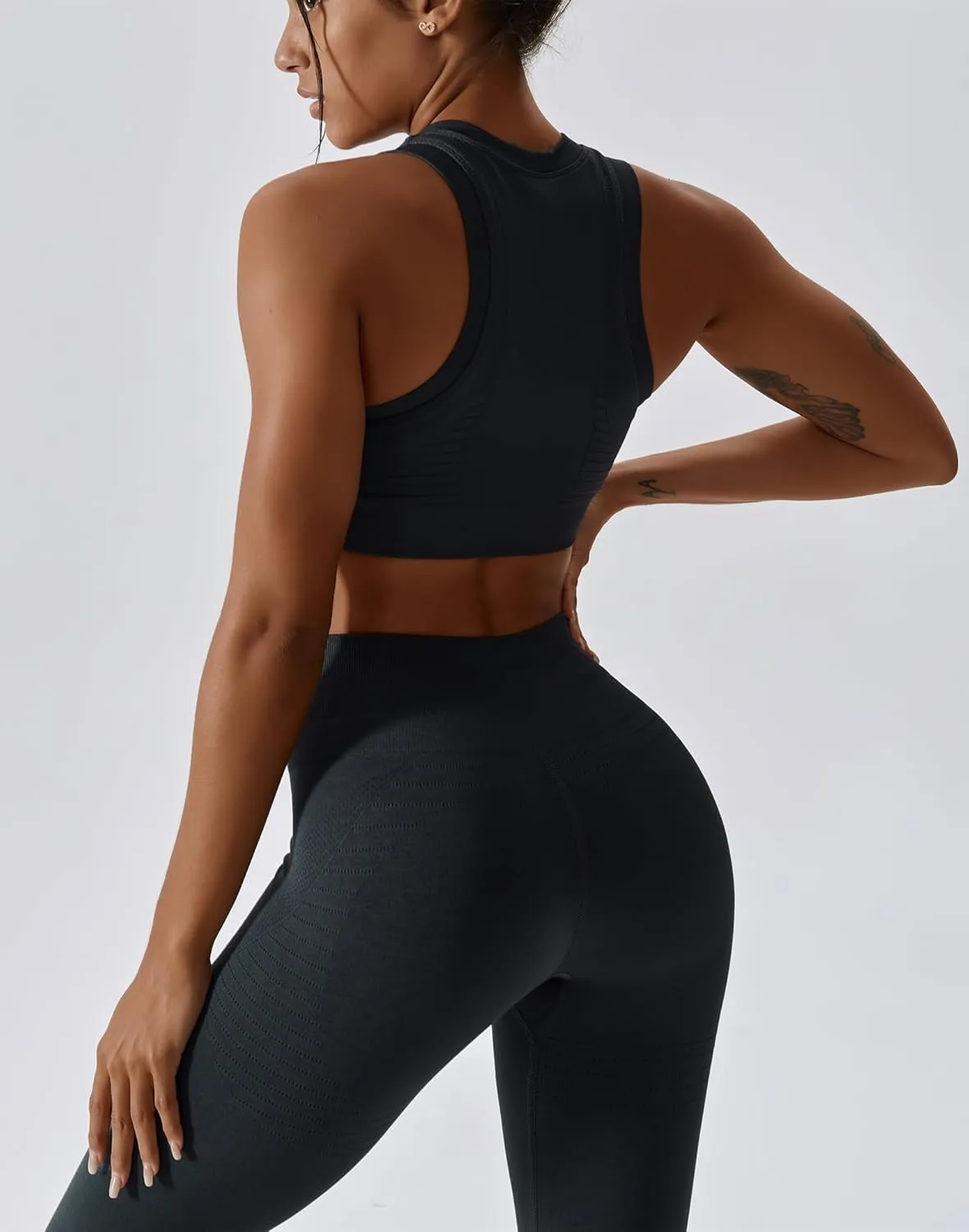 ABOCIW Womens Seamless Workout Sets Racerback Sports Bra Crop Tank Top High Waist Leggings 2 Piece Gym Yoga Outfits