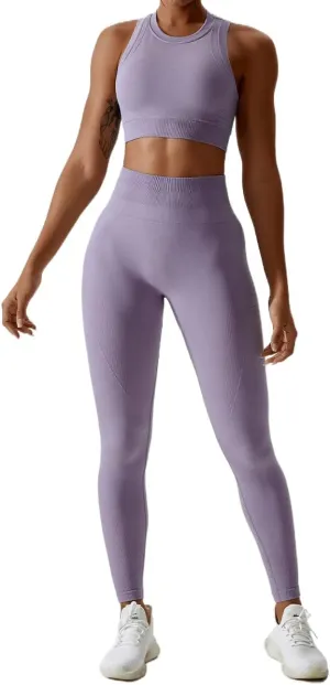 ABOCIW Womens Seamless Workout Sets Racerback Sports Bra Crop Tank Top High Waist Leggings 2 Piece Gym Yoga Outfits