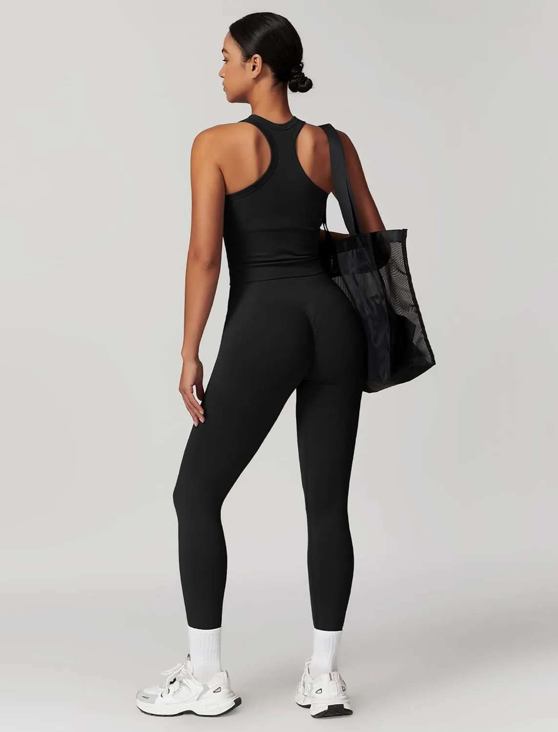 ABOCIW Womens Seamless Workout Sets Racerback Sports Bra Crop Tank Top High Waist Leggings 2 Piece Gym Yoga Outfits