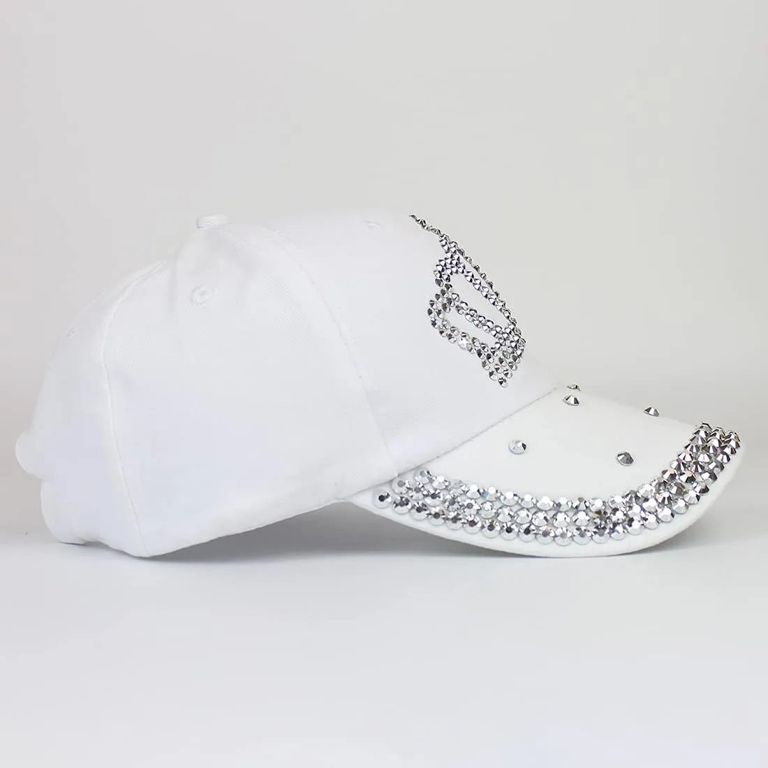 Adjustable Womens Sparkle Bling Rhinestone Bejeweled Crown Cotton Denim Baseball Cap Hip Hop Hat Sun Cap