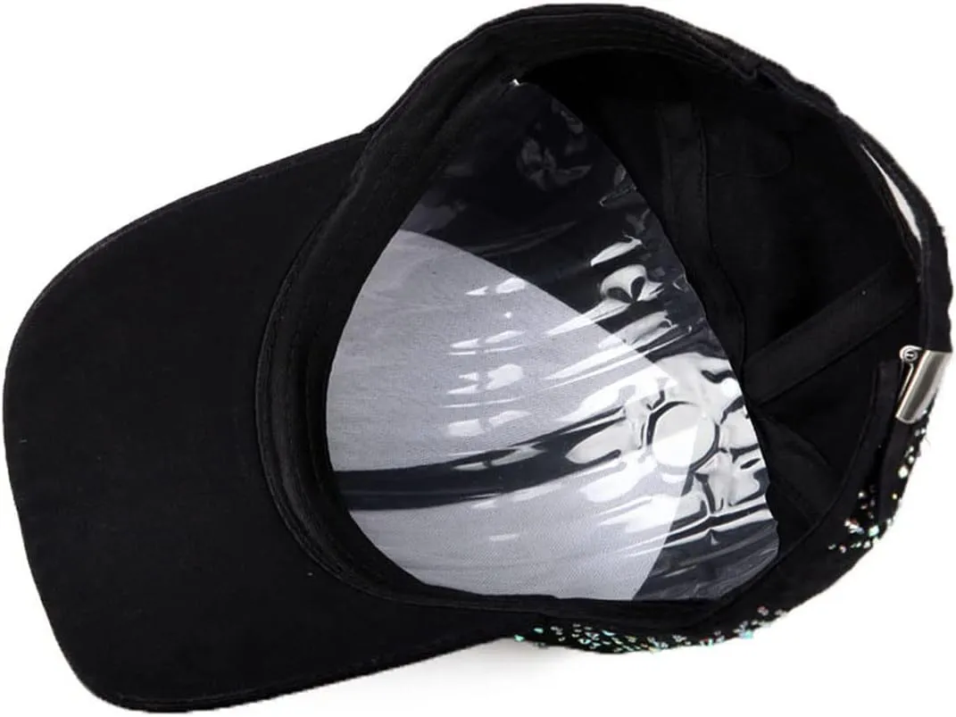 Adjustable Womens Sparkle Bling Rhinestone Bejeweled Crown Cotton Denim Baseball Cap Hip Hop Hat Sun Cap