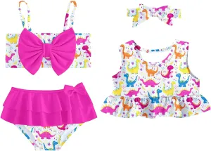 Ahegao 6M-3T Baby Girls Swimsuits for Toddlers Kids 3pcs Bathing Suits Bikini