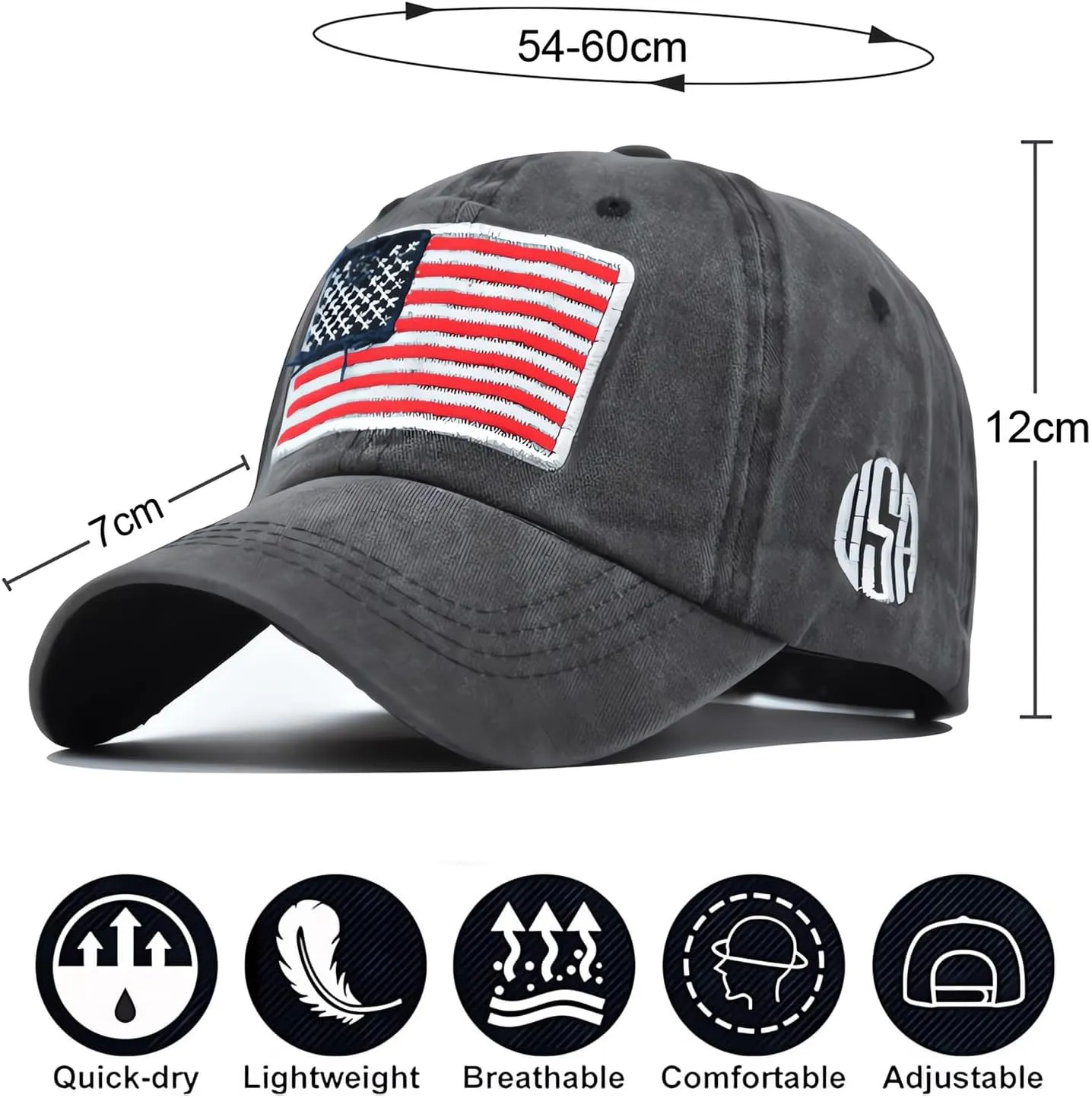 American Flag Baseball Caps Embroiderred USA Flag Patriotic Dad Hat Adjustable Trucker Hats for Men Women