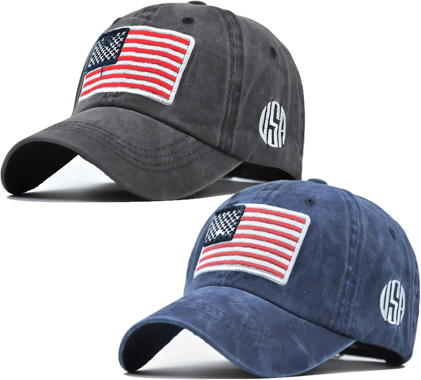 American Flag Baseball Caps Embroiderred USA Flag Patriotic Dad Hat Adjustable Trucker Hats for Men Women