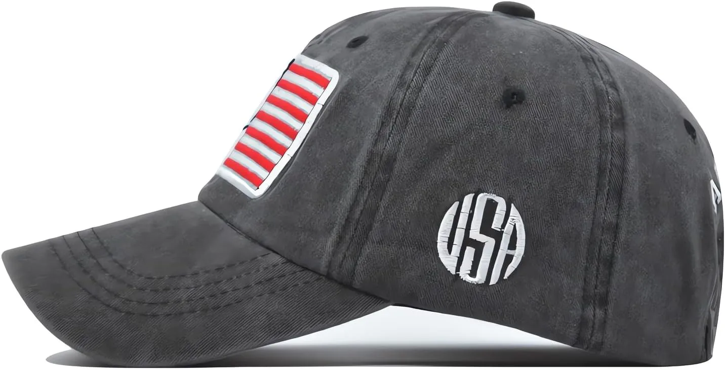 American Flag Baseball Caps Embroiderred USA Flag Patriotic Dad Hat Adjustable Trucker Hats for Men Women