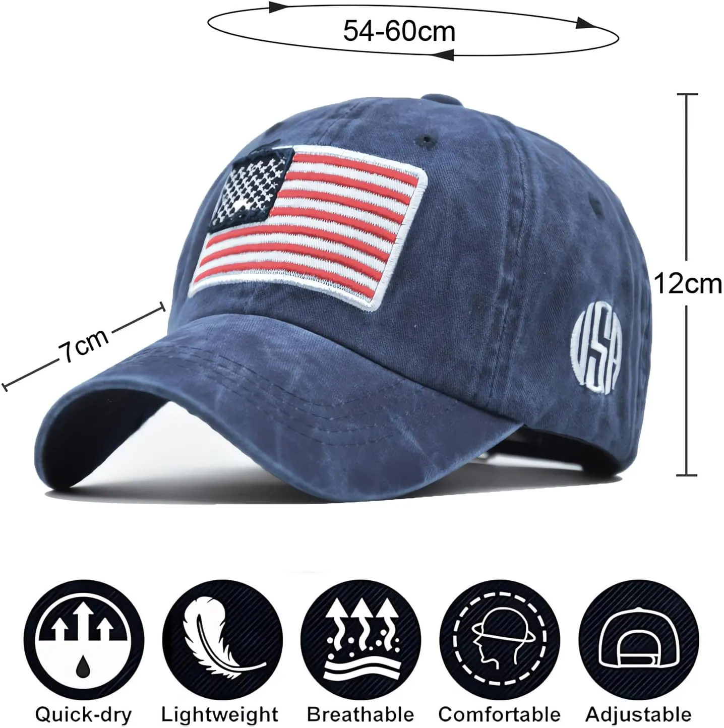 American Flag Baseball Caps Embroiderred USA Flag Patriotic Dad Hat Adjustable Trucker Hats for Men Women