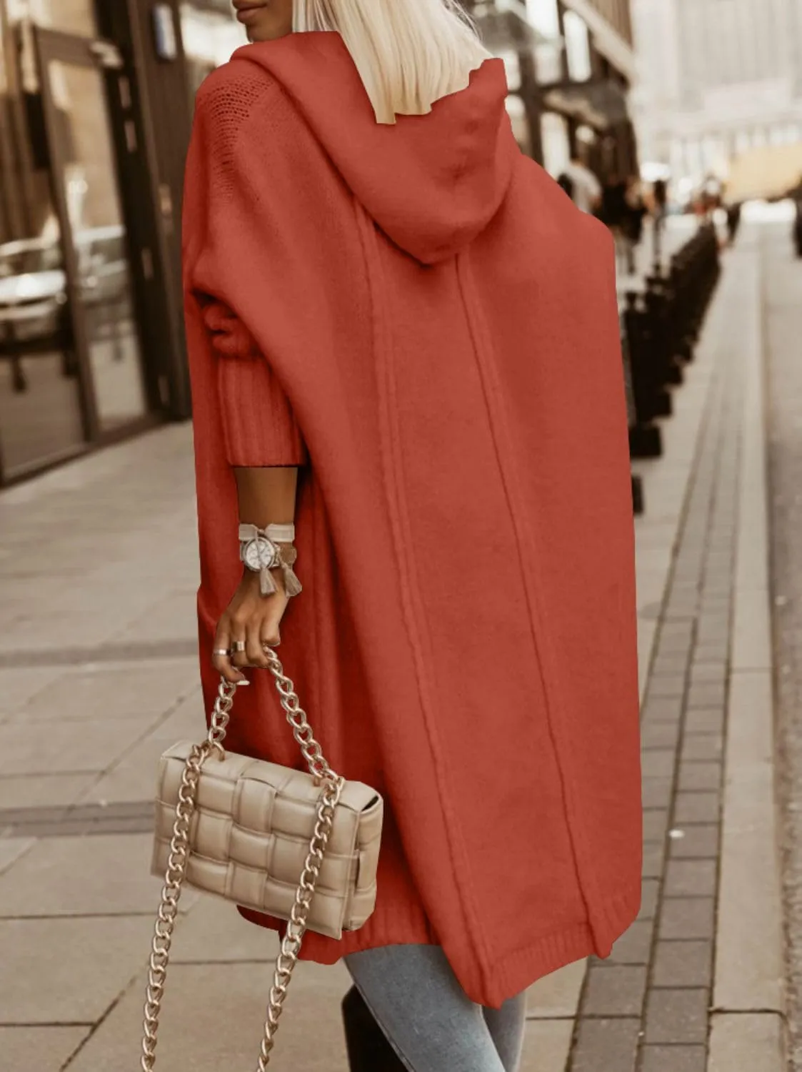 Aoysky Womens Long Cardigans Cable Knitted Open Front Oversized Hooded Outerwear Sweater Coat