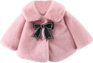 Baby Fleece Hooded Jacket Thick Kids Jacket And Winter Cloak Baby Girl's Top Warm Fuzzy Plush Outerwear Coat Girls Coat