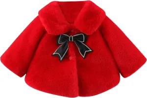 Baby Fleece Hooded Jacket Thick Kids Jacket And Winter Cloak Baby Girl's Top Warm Fuzzy Plush Outerwear Coat Girls Coat