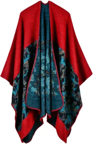 Bakerdani Women's Winter Wrap Blanket Poncho Cape Shawl Cardigans Sweater Coat