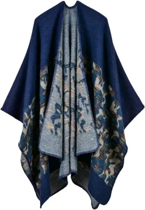 Bakerdani Women's Winter Wrap Blanket Poncho Cape Shawl Cardigans Sweater Coat