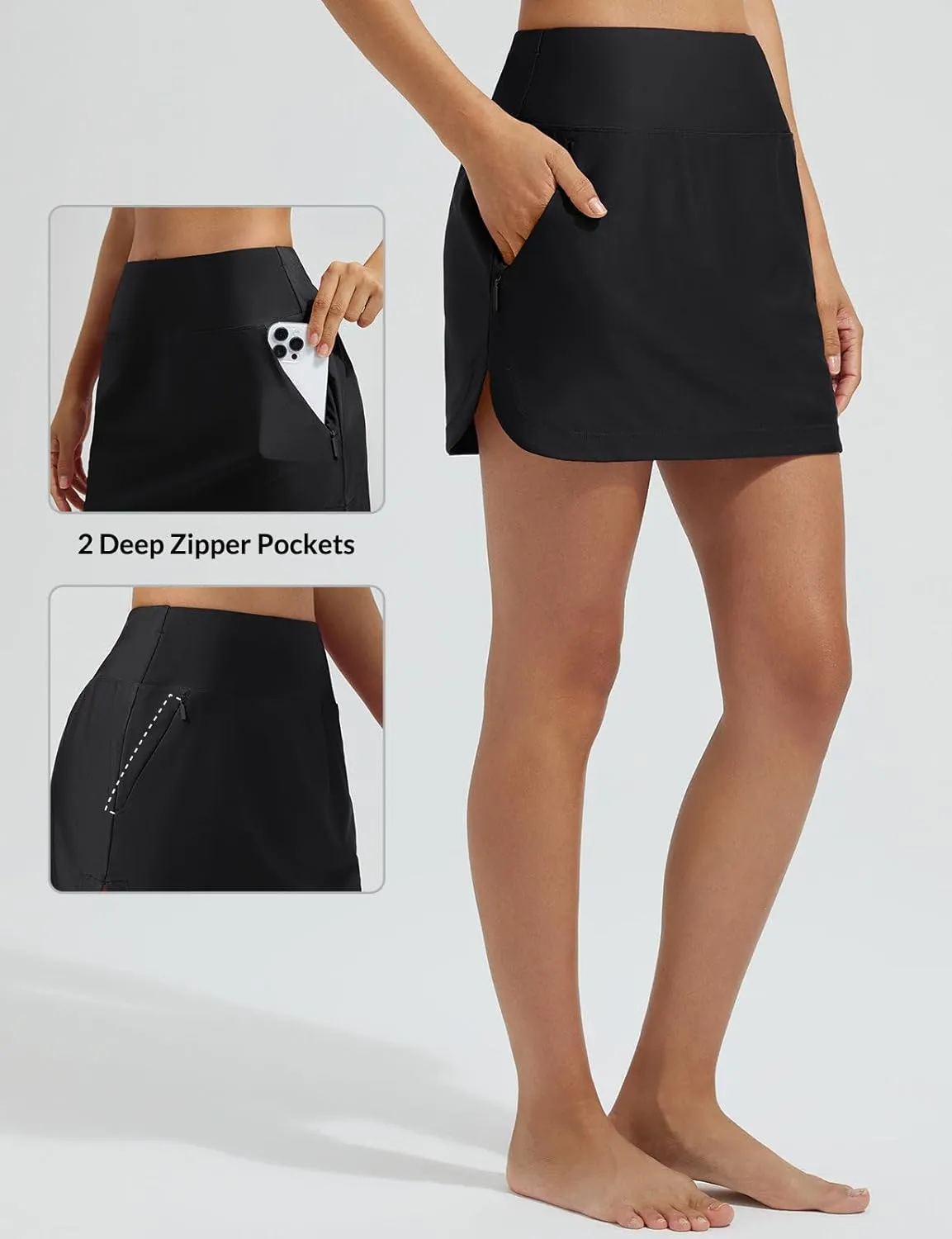 baleaf Women's 2025 17" Swim Skirt Bottoms High Waisted Modest Bathing Suit Skirt Tummy Control Swim Bottoms