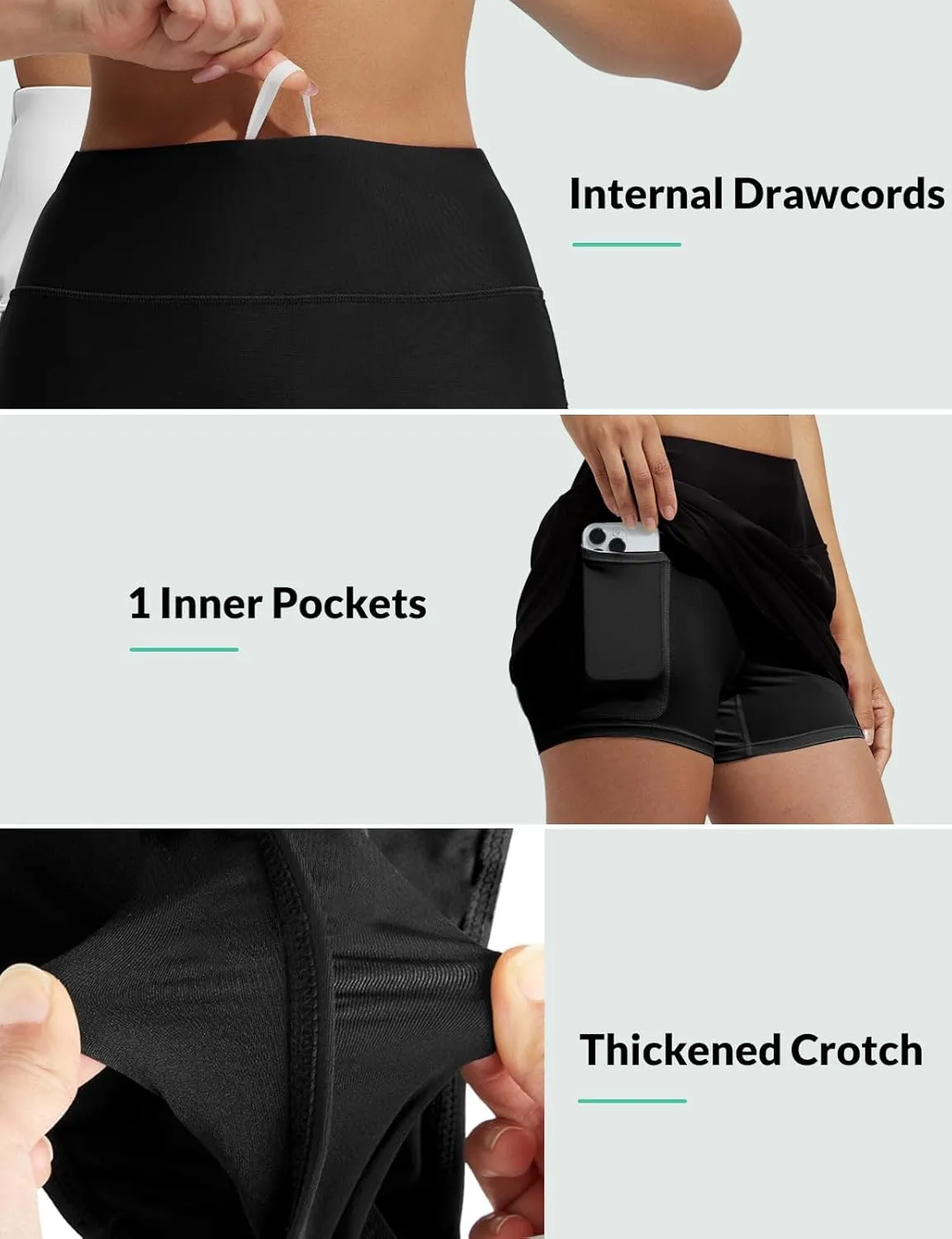 baleaf Women's 2025 17" Swim Skirt Bottoms High Waisted Modest Bathing Suit Skirt Tummy Control Swim Bottoms