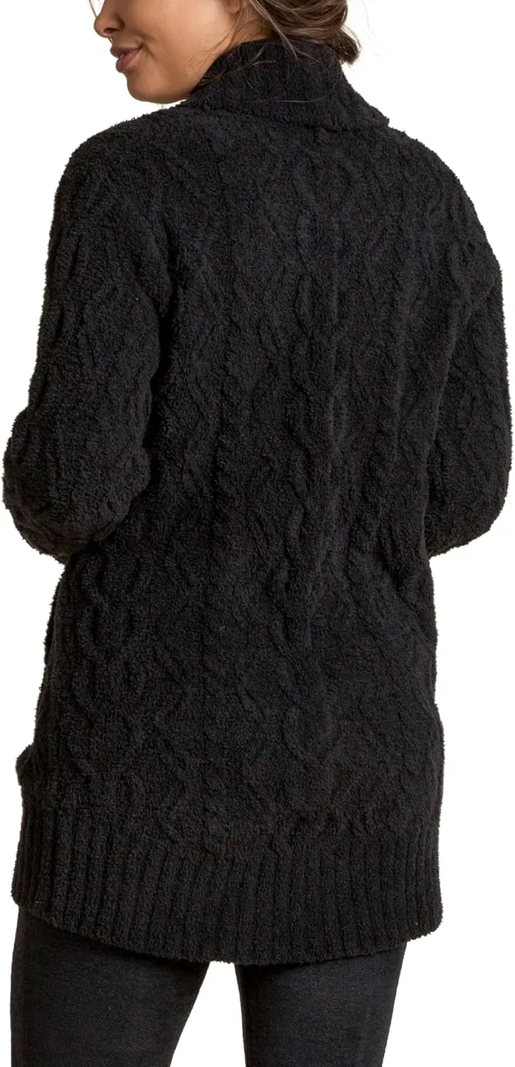 Barefoot Dreams CozyChic Cable Shawl Cardi, Long Fine Knit Open Front Cardigans