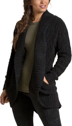 Barefoot Dreams CozyChic Cable Shawl Cardi, Long Fine Knit Open Front Cardigans