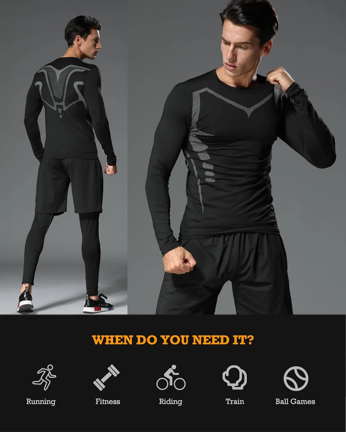 BOOMCOOL 5PCS Gym Clothes for Men Workout Sets