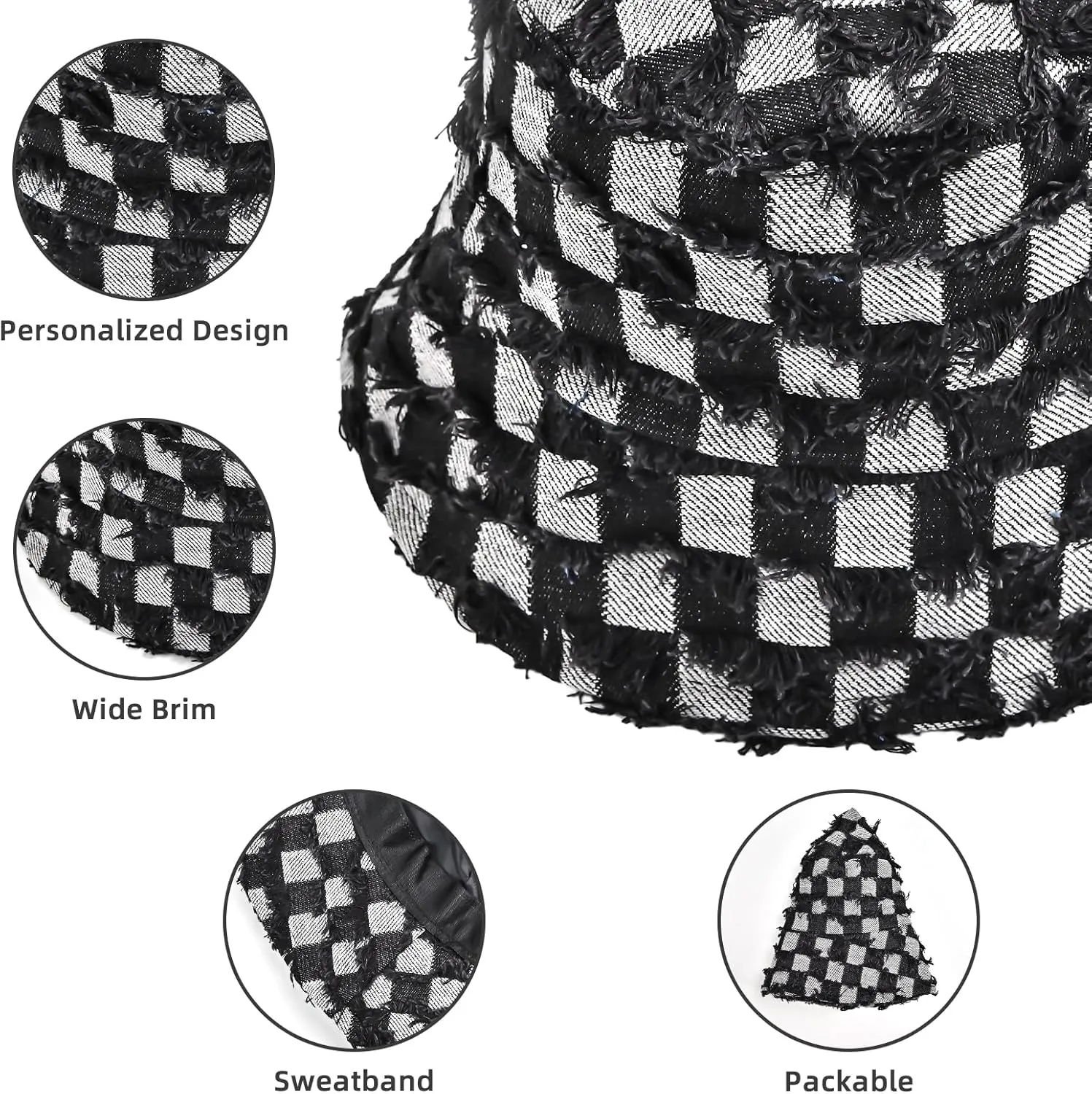 Bucket Hats for Women, Washed Cotton Summer Packable Fishermen Hat, Outdoor Sun Lightweight Cap
