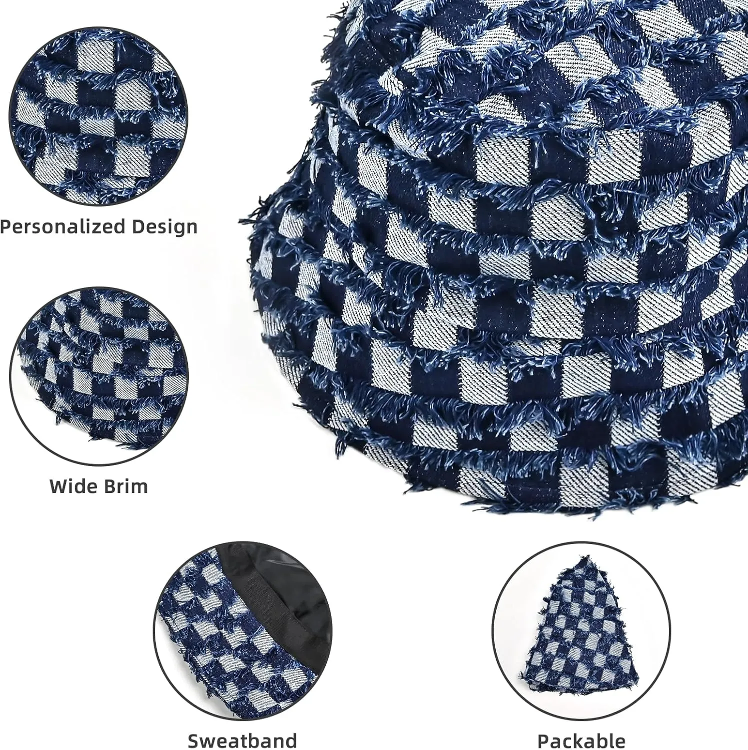 Bucket Hats for Women, Washed Cotton Summer Packable Fishermen Hat, Outdoor Sun Lightweight Cap