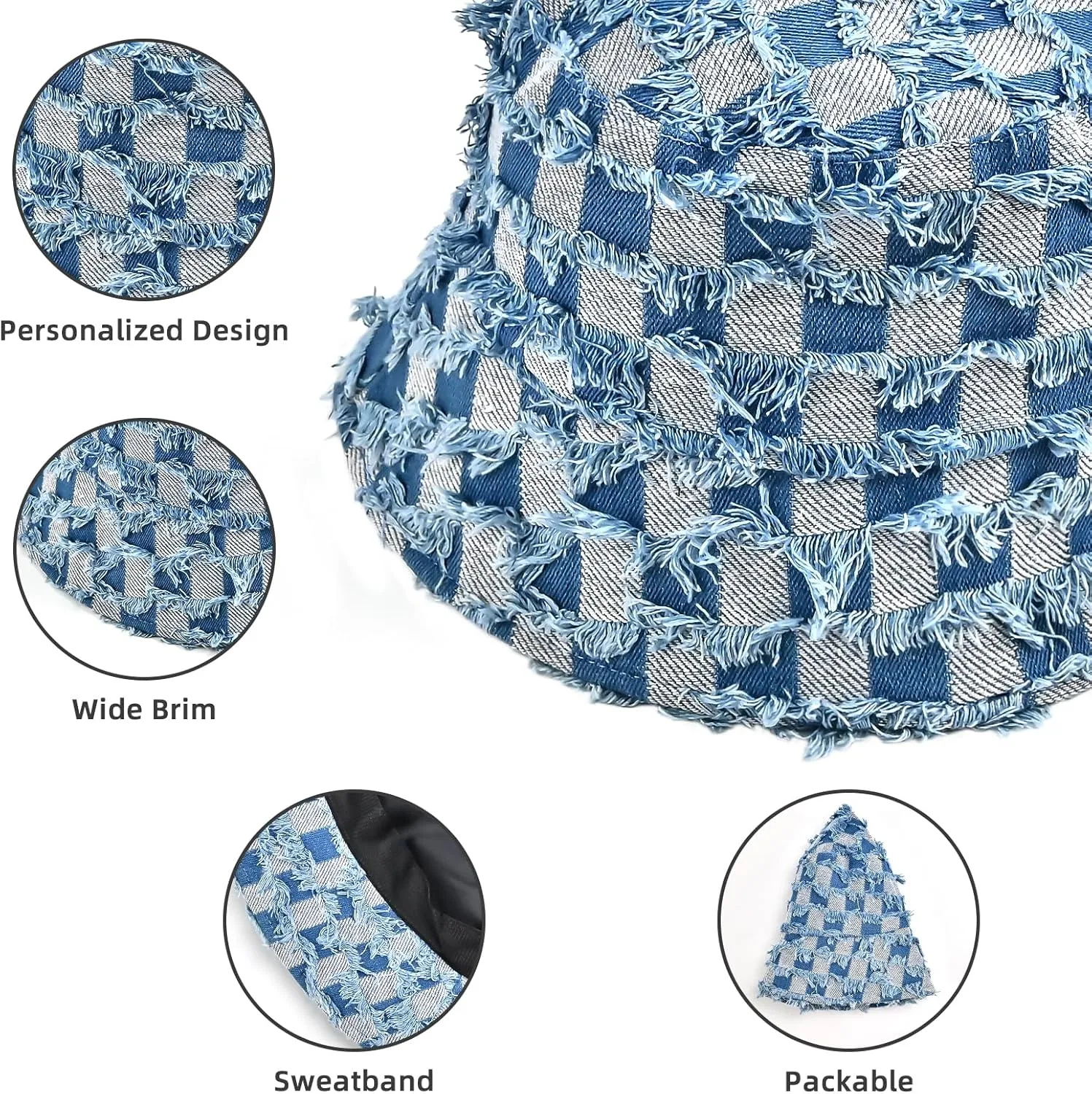 Bucket Hats for Women, Washed Cotton Summer Packable Fishermen Hat, Outdoor Sun Lightweight Cap