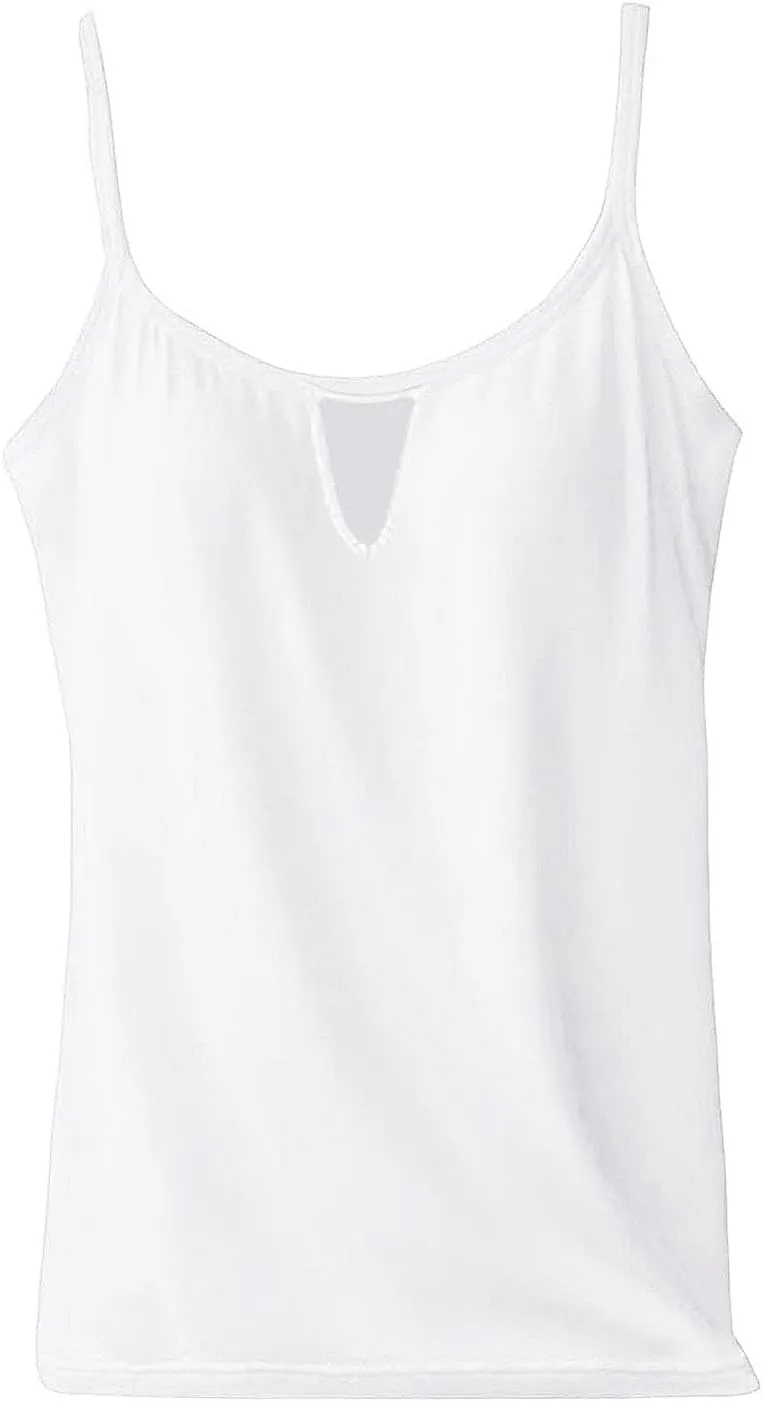 Built in Bra Tank Tops for Women Adjustable Spaghetti Strap Yoga Basic Shirts Padded Camisole Lounge Undershirts