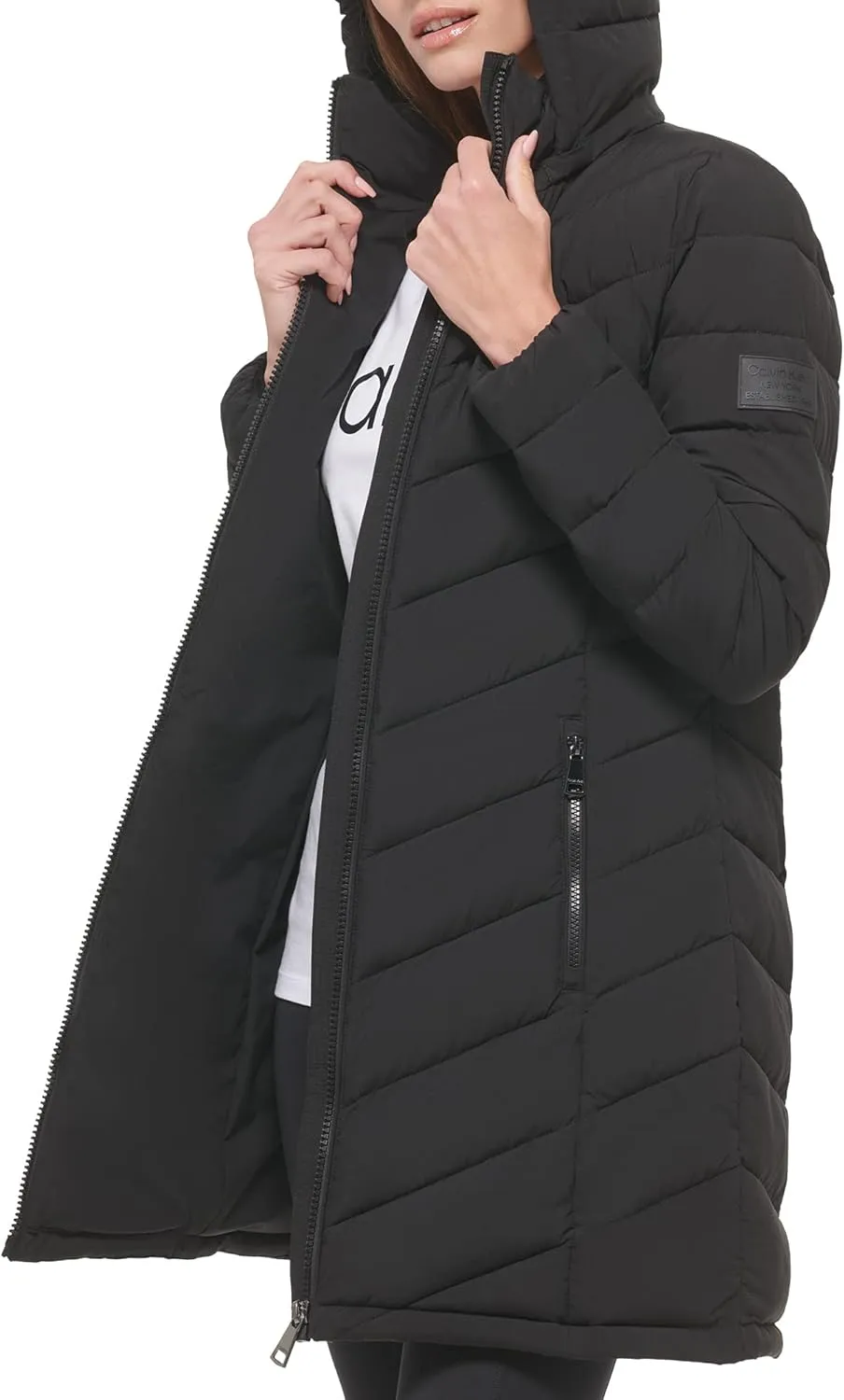 Calvin Klein Women's Chevron Quilting Casual Lightweight Jacket