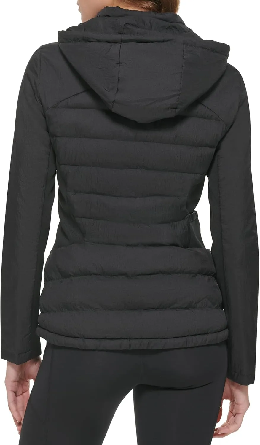 Calvin Klein Women's Lightweight Scuba Side Panels Adjustable Hood Zip Pockets Puffer