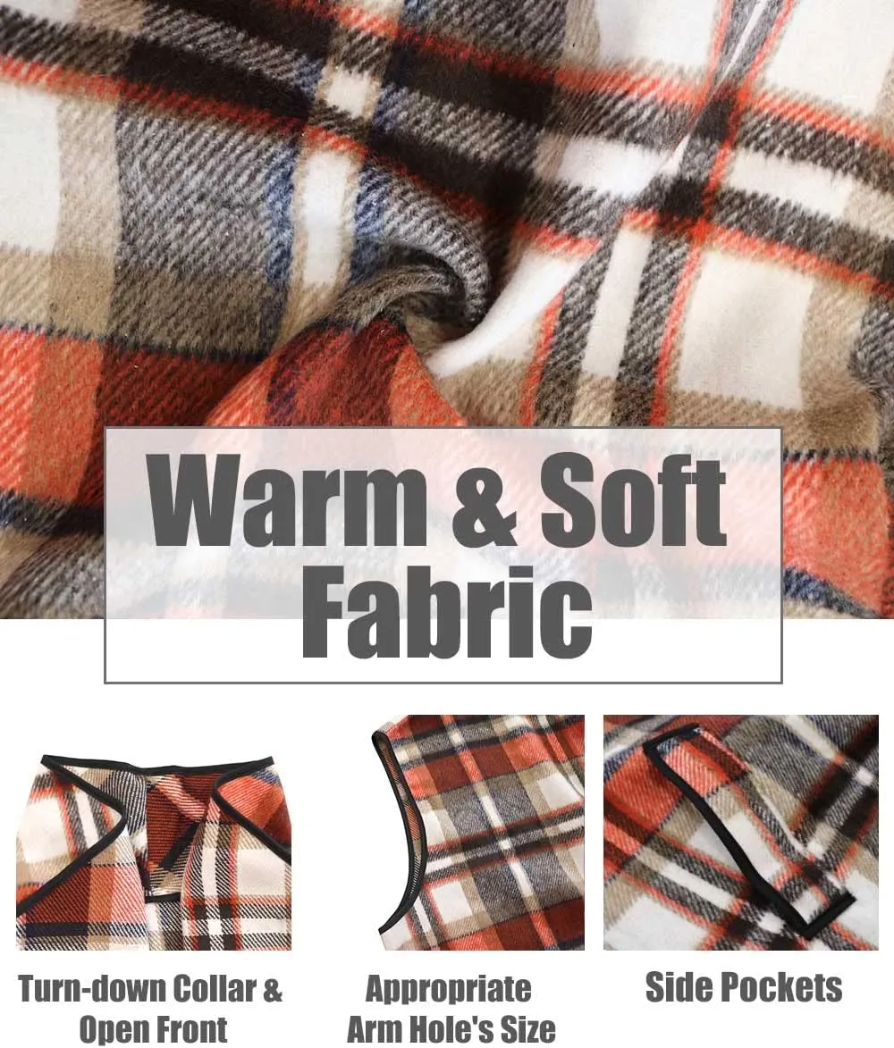 CARCOS Plus Size Women Vest Plaid Lapel Open Front Cardigan Buffalo Sleeveless Jacket Coat with Pockets XL-5XL