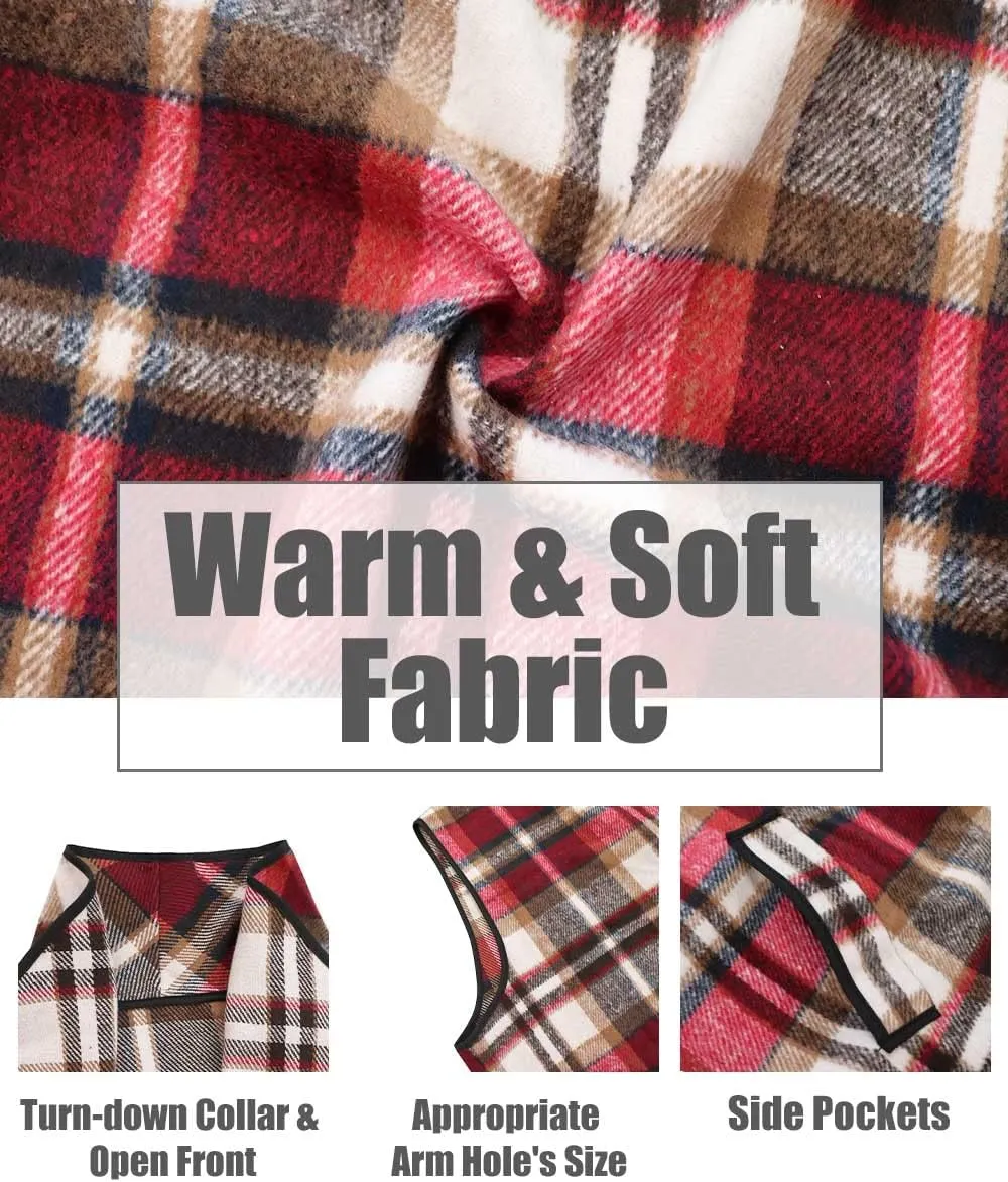 CARCOS Plus Size Women Vest Plaid Lapel Open Front Cardigan Buffalo Sleeveless Jacket Coat with Pockets XL-5XL