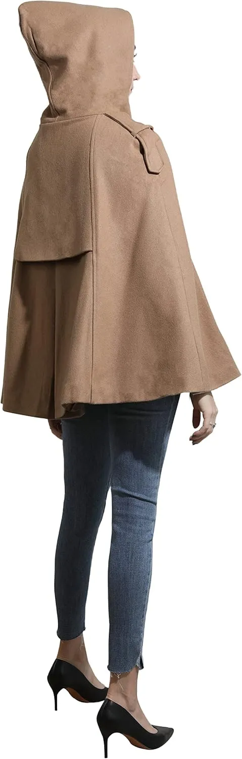 CHARTOU Women's Cute Batwing-Sleeve Hooded Wool Baggy Poncho Cape Cardigans Outwear