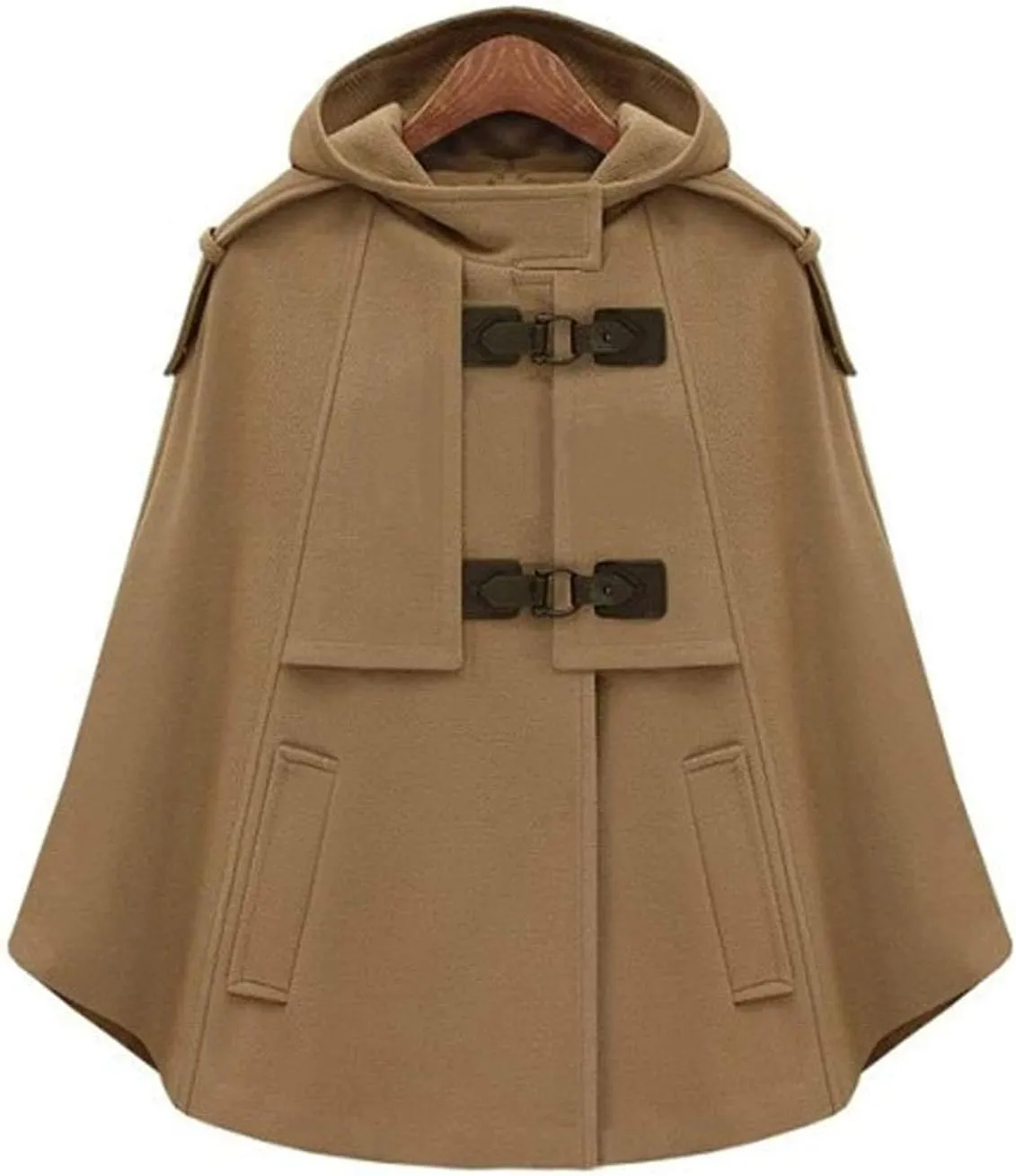 CHARTOU Women's Cute Batwing-Sleeve Hooded Wool Baggy Poncho Cape Cardigans Outwear