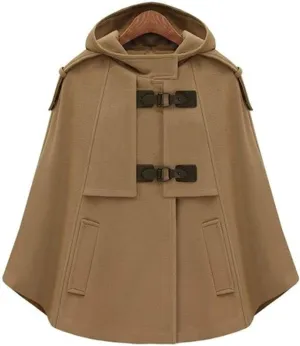 CHARTOU Women's Cute Batwing-Sleeve Hooded Wool Baggy Poncho Cape Cardigans Outwear