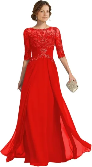 Chiffon Mother of The Bride Dresses for Wedding Laces Applique Formal Evening Party Gown Mother of The Groom Dress