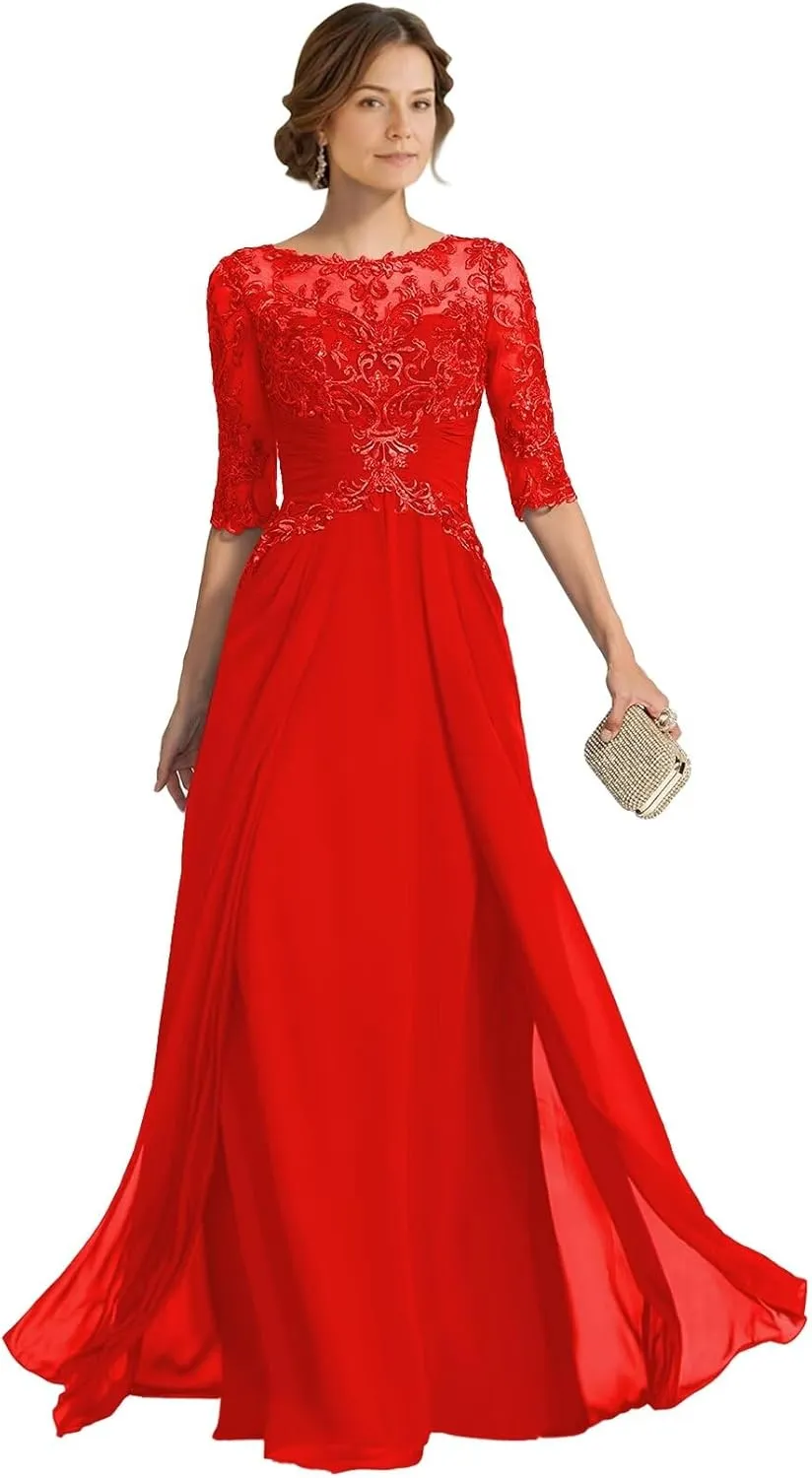 Chiffon Mother of The Bride Dresses for Wedding Laces Applique Formal Evening Party Gown Mother of The Groom Dress