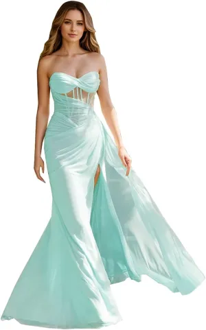 Chiffon Prom Dresses for Women 2025 Mermaid Sweetheart Formal Dress Vintage Backless Wedding Guest Dresses with Slit